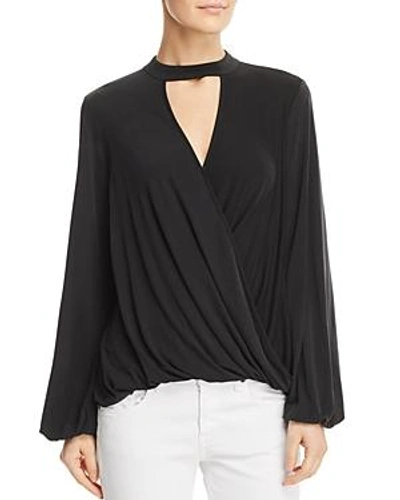 Shop Soloiste Faux-wrap Choker Top In Charcoal