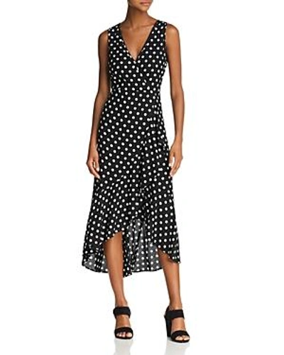 Shop Band Of Gypsies Ruffled Polka-dot Midi Dress In Black Ivory