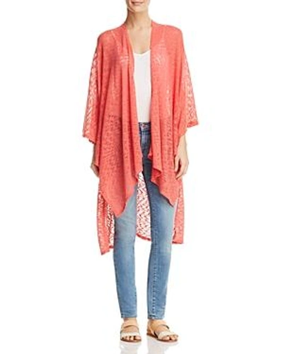 Shop Status By Chenault Cascade Duster Cardigan In Coral