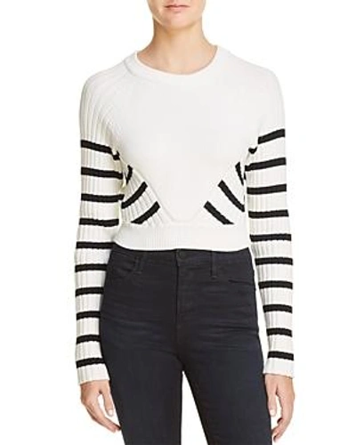 Shop Alexander Wang T T By Alexander Wang Striped Crop Sweater In Ivory/black Stripe
