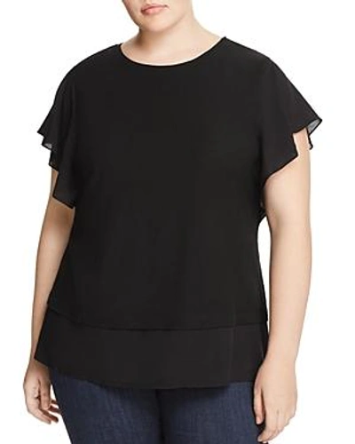 Shop Vince Camuto Plus Layered-look Top In Rich Black