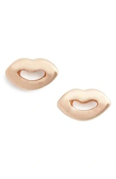 Kismet By Milka 'mini' Lips Stud Earrings In Rose Gold