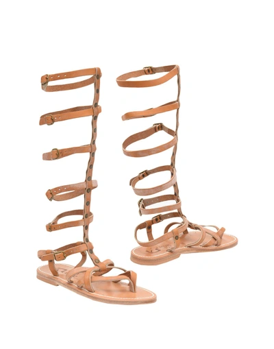 Shop Kjacques Toe Strap Sandals In Camel