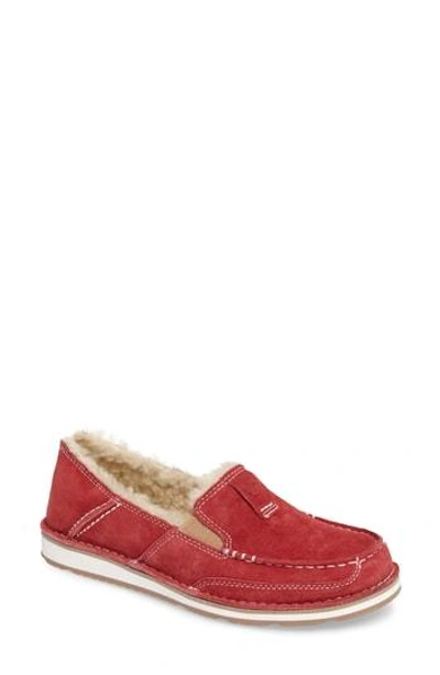 Shop Ariat Cruiser Slip-on Loafer With Faux Shearling Lining In Fleece Strawberry Suede