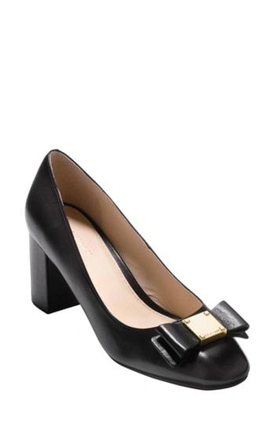 Shop Cole Haan Tali Bow Pump In Black Leather