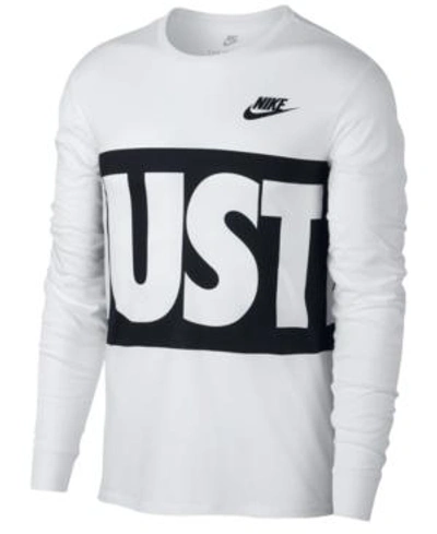 Shop Nike Men's Sportswear Long-sleeve Just Do It T-shirt In White