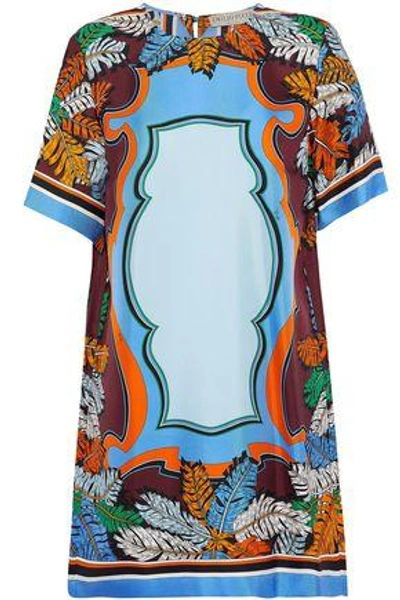 Shop Emilio Pucci Printed Silk Mini Dress In Light Blue