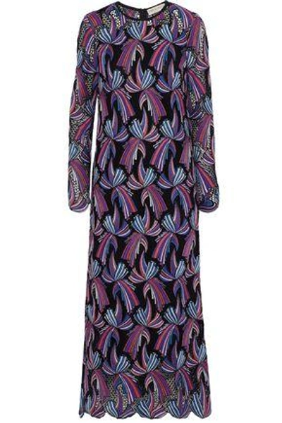 Shop Emilio Pucci Woman Cotton-blend Guipure Lace Maxi Dress Multicolor