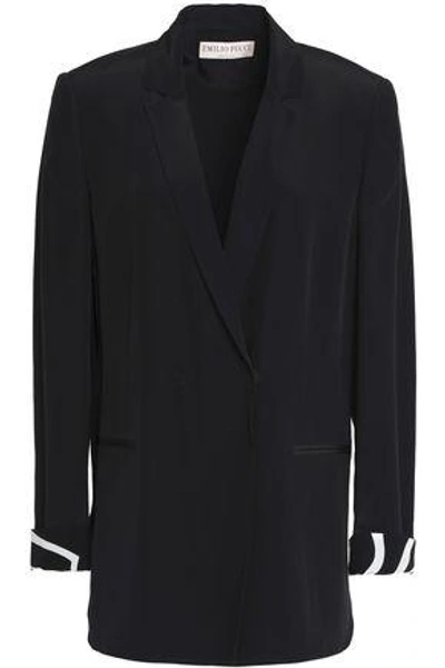 Shop Emilio Pucci Woman Double-breasted Crepe De Chine Blazer Black