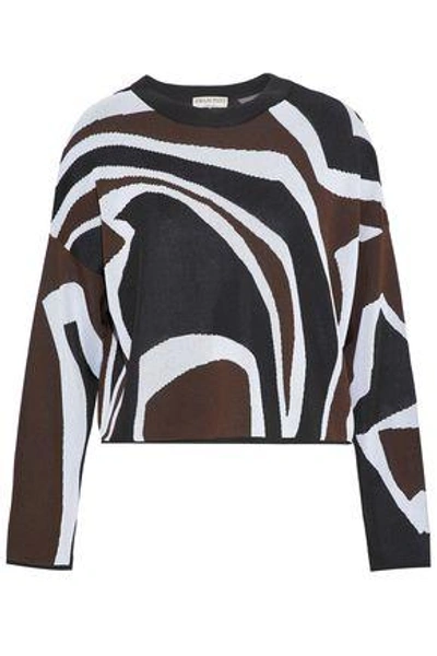 Shop Emilio Pucci Woman Jacquard Stretch-knit Top Brown