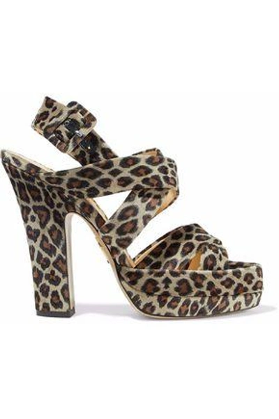 Shop Charlotte Olympia Woman Leopard-print Velvet Platform Sandals Animal Print