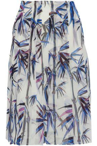 Shop Emilio Pucci Woman Pleated Embroidered Printed Organza Skirt White