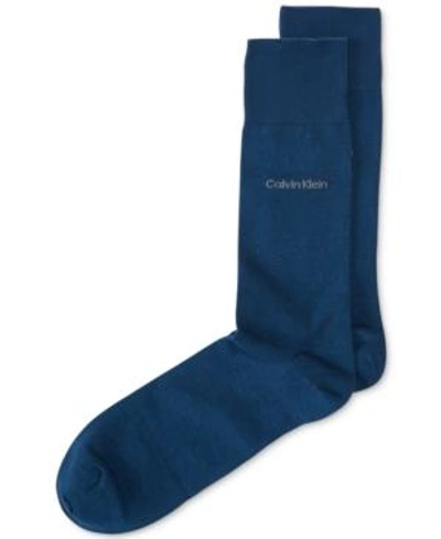 Shop Calvin Klein Men's Giza Cotton Flat Knit Crew Socks In Salt N Pepper Mix
