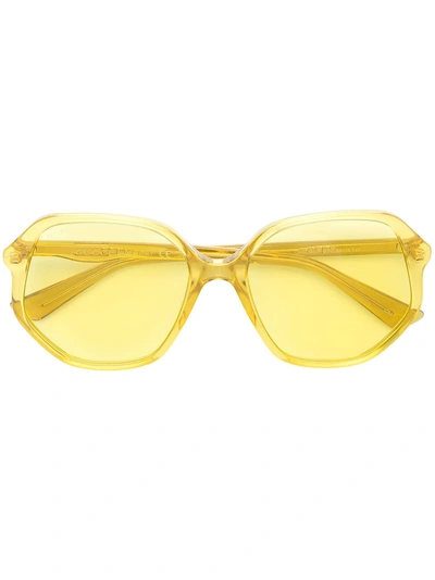Shop Gucci Eyewear Oversized Tinted Sunglasses - Yellow & Orange