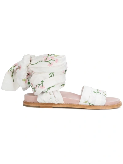 Shop Marques' Almeida Marques'almeida Embroidered Wrap Sandals - White