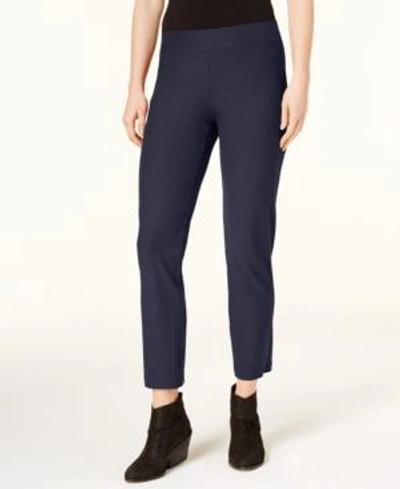 Shop Eileen Fisher System Washable Crepe Slim-leg Ankle Pants, Regular & Petite In Midnight