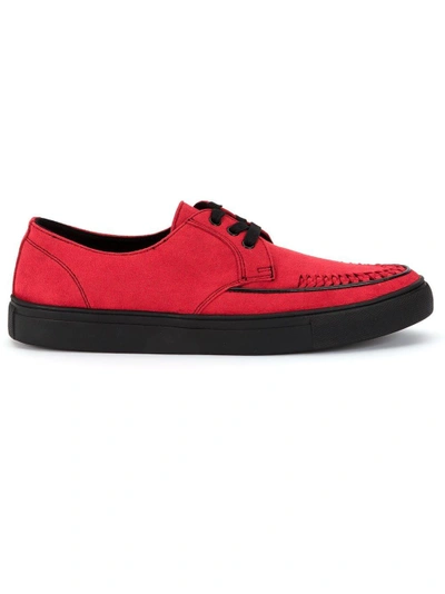 Shop Yohji Yamamoto Woven Toe Detail Sneakers In Red