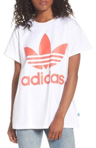 Shop Adidas Originals Originals Trefoil Logo Tee In White/ Turbo