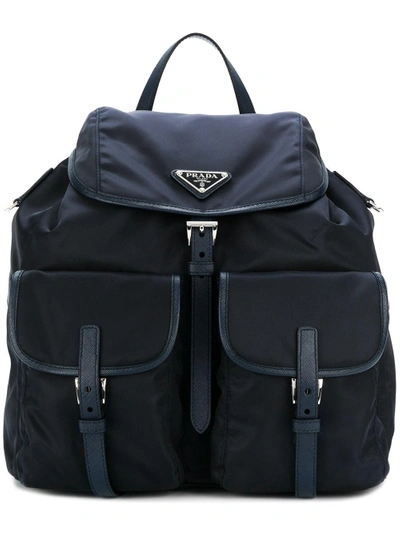 Shop Prada Leather-trimmed Backpack