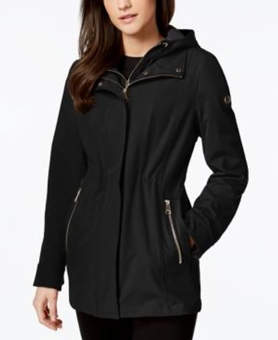Shop Calvin Klein Layered Softshell Coat In Black