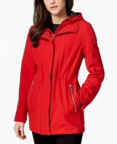Shop Calvin Klein Layered Softshell Coat In Red Apple