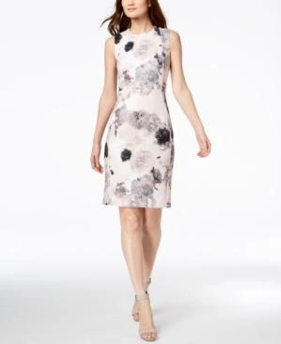 Calvin Klein Floral-print Scuba Sheath Dress In Blush Multi | ModeSens