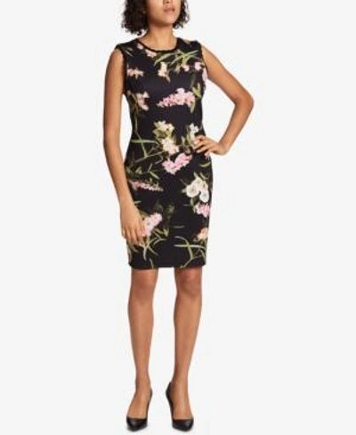 Shop Tommy Hilfiger Floral-print Sheath Dress In Black Multi