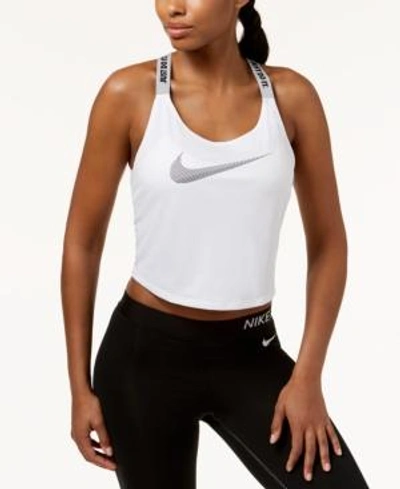 Shop Nike Dry Cropped Training Tank Top In White/black