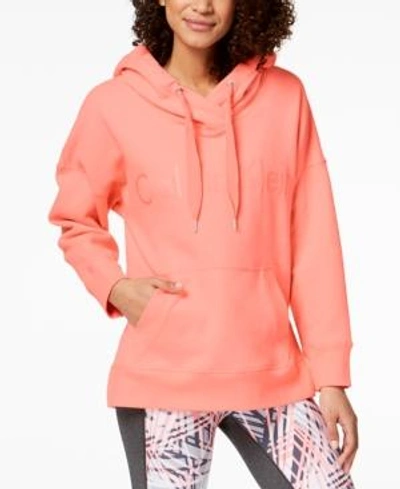 Shop Calvin Klein Performance Over-sized Hoodie In Coral Ice