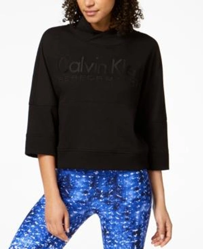 Shop Calvin Klein Performance Relaxed Logo Top In Black