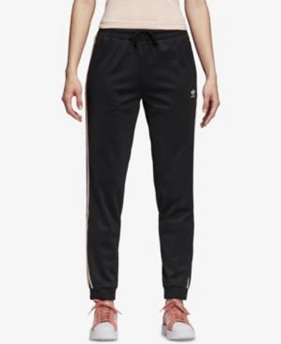 Shop Adidas Originals Embroidered Track Pants In Black