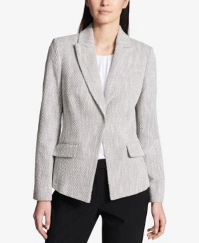 Shop Calvin Klein One-button Tweed Blazer In Tin Multi