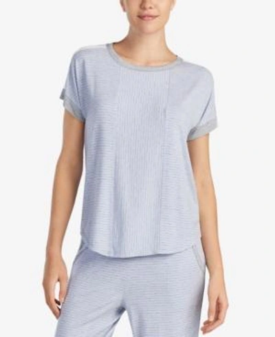 Shop Dkny Contrast-trim Pajama Top In Heather Stripe