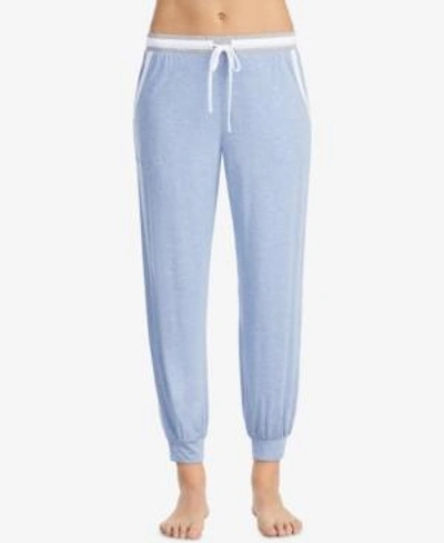 Shop Dkny Contrast-print Jogger Pajama Pants In Medium Blue