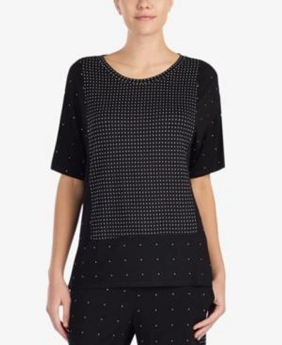 Shop Dkny Contrast-dots Pajama Top In Black/geo
