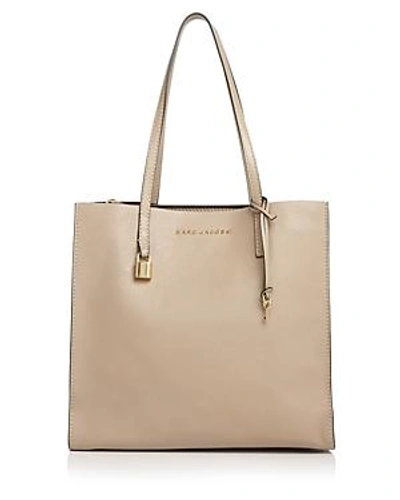Shop Marc Jacobs The Grind East/west Leather Tote In Light Slate Gray/gold