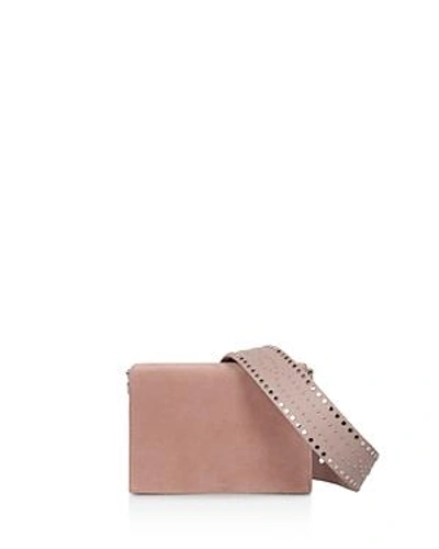 Shop Allsaints Billie Mini Leather Crossbody In Blush Pink/silver