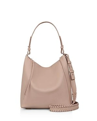 Shop Allsaints Kita Pebbled Leather Crossbody In Blush Pink/silver