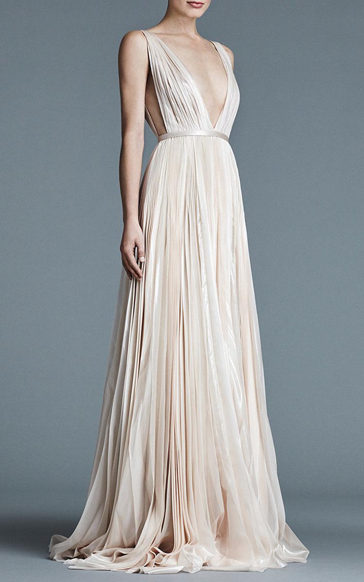 white silk chiffon dress
