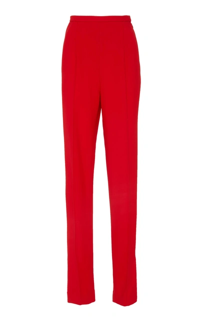 Shop Khaite Diana Stretch Twill Trouser In Red