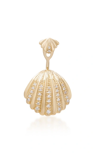 Shop Yvonne Léon Puce Et Dss Coquillage 18k Gold Diamond Single Earring