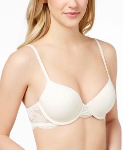 Shop Calvin Klein Perfectly Fit Lightly-lined Sheer Lace Bra Qf4444 In Ivory