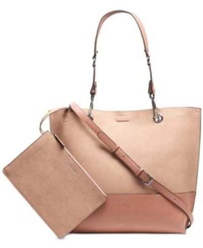 Shop Calvin Klein Sonoma Reversible Novelty Tote With Pouch In Blush