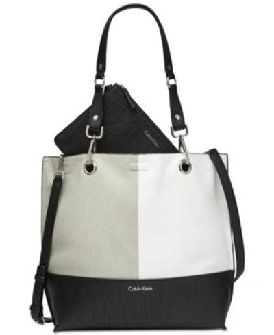 Shop Calvin Klein Sonoma Reversible Novelty Tote With Pouch In Black Combo