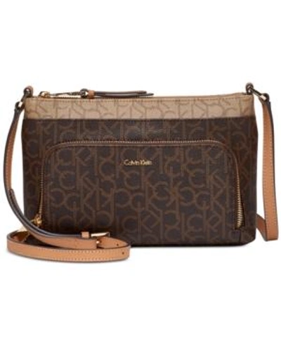 Lily Signature Crossbody In Khaki Brown/luggage/gold