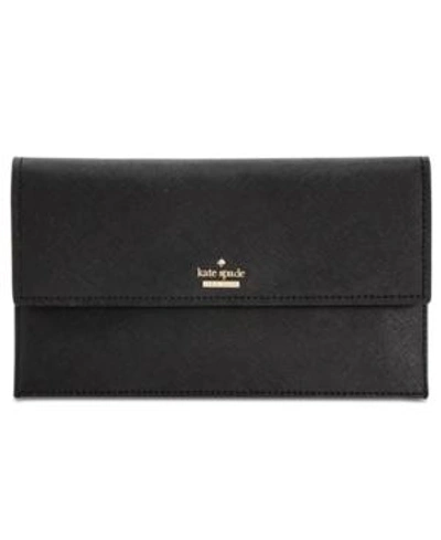 Shop Kate Spade New York Brennan Mini Saffiano Leather Crossbody Wallet In Black