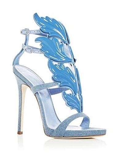 Shop Giuseppe Zanotti Women's Cruel Coline Denim Wing Embellished High-heel Sandals In Denim Blue