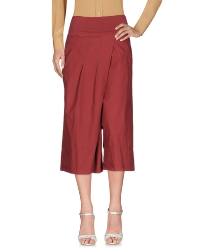 Shop Manila Grace Cropped Pants & Culottes In Brick Red