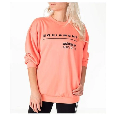 Shop Adidas Originals Women's Originals Eqt Crew Sweatshirt, Pink