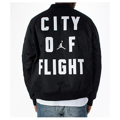 Shop Nike Men's Air Jordan "city Of Flight" Bomber Jacket, Black